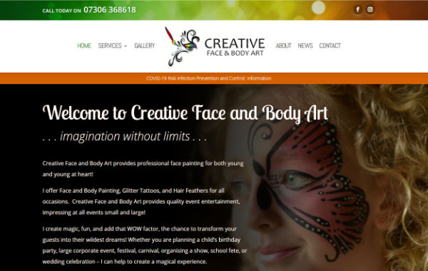 Creative Face & Body Art homepage Creative Face & Body Art homepage