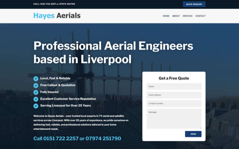 Hayes Aerials website homepage